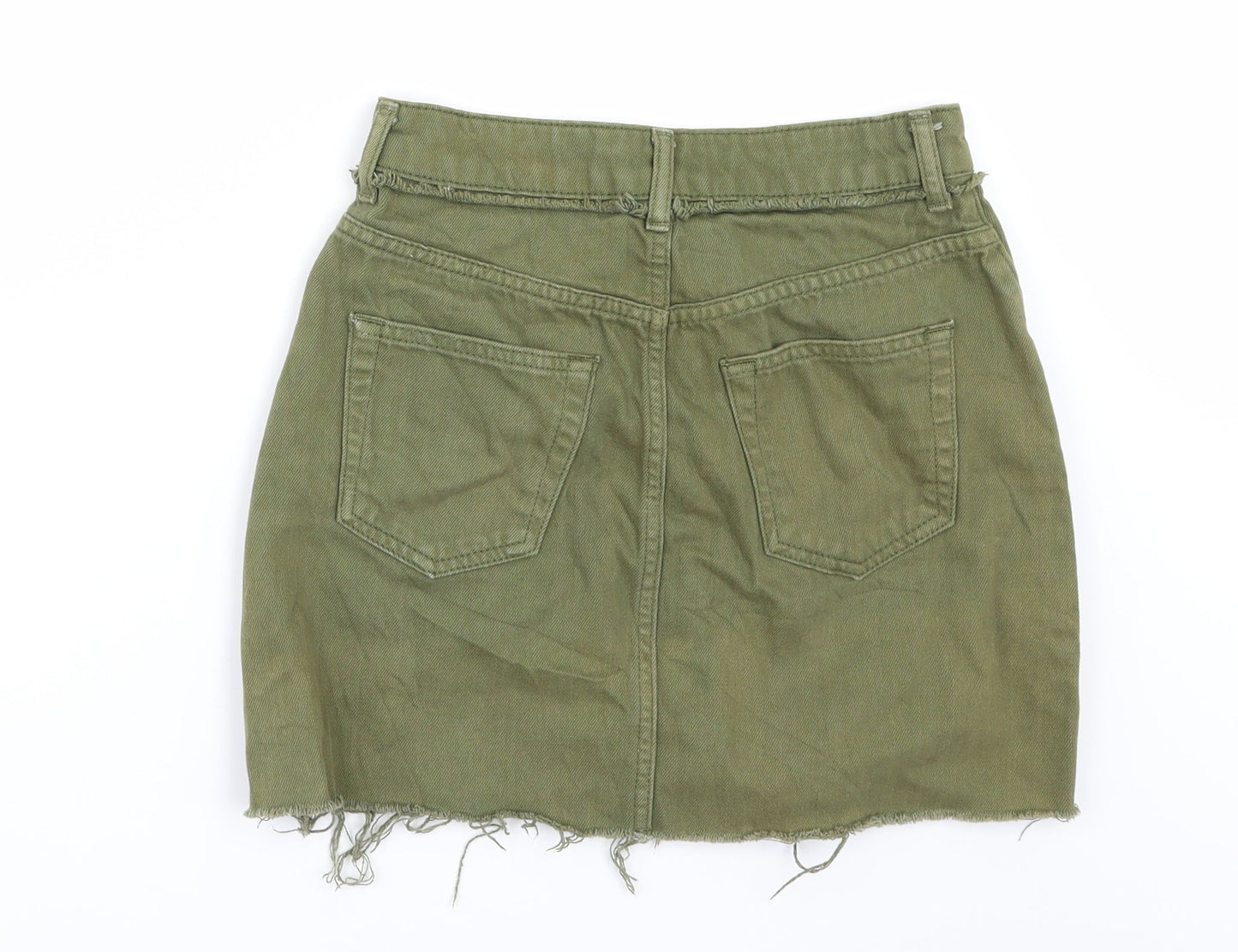 Topshop Womens Green  Denim Mini Skirt Size 6