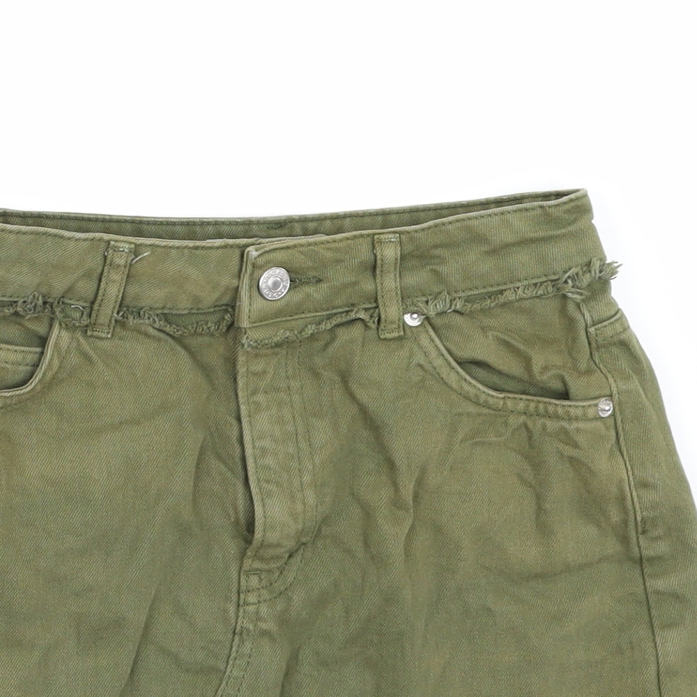 Topshop Womens Green  Denim Mini Skirt Size 6