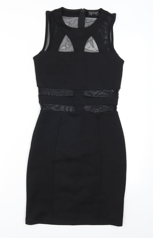 Topshop Womens Black Geometric  Mini  Size 6  - Mesh Cut Out