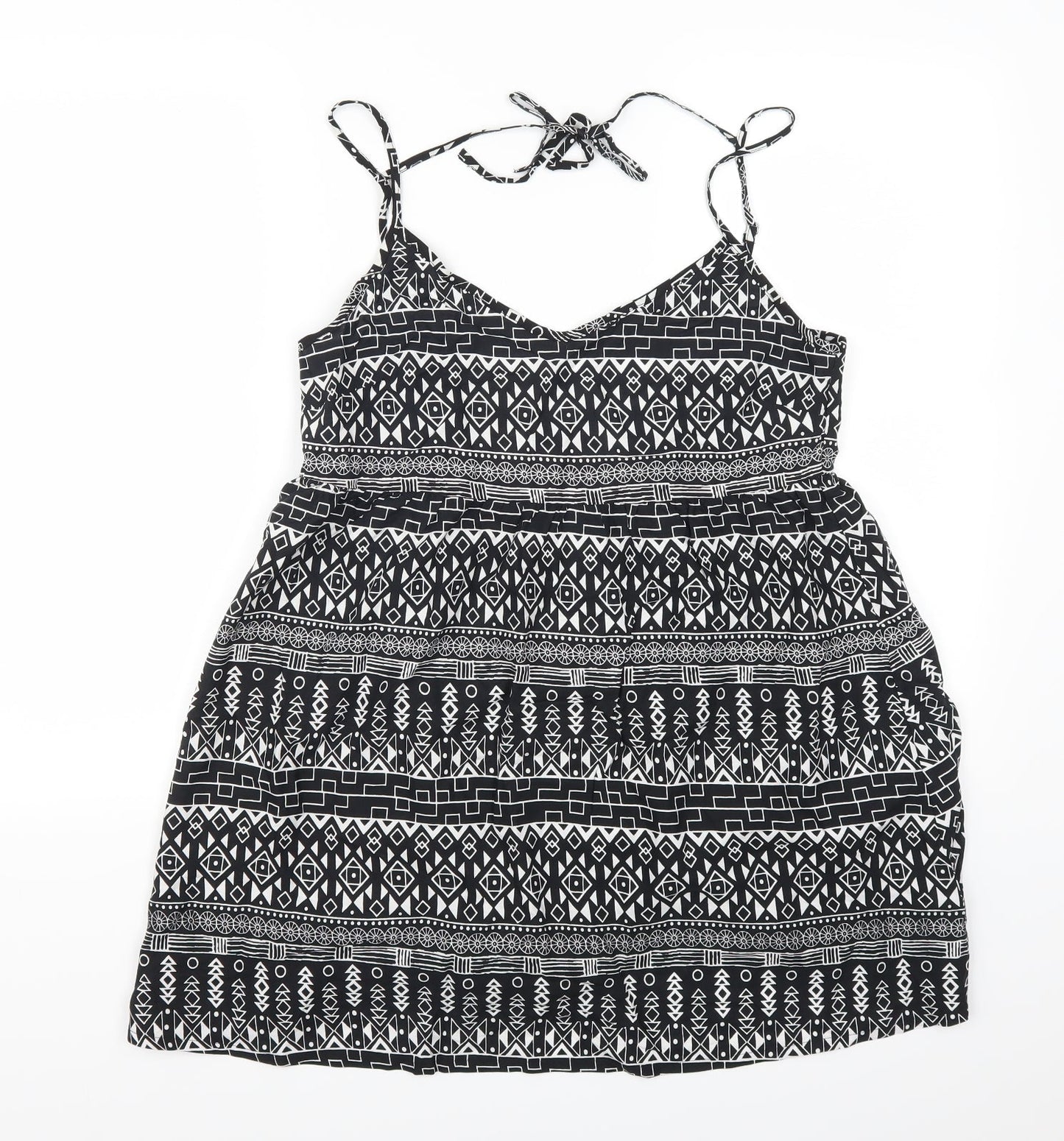 H&M Womens Black Geometric  Tank Dress  Size 8