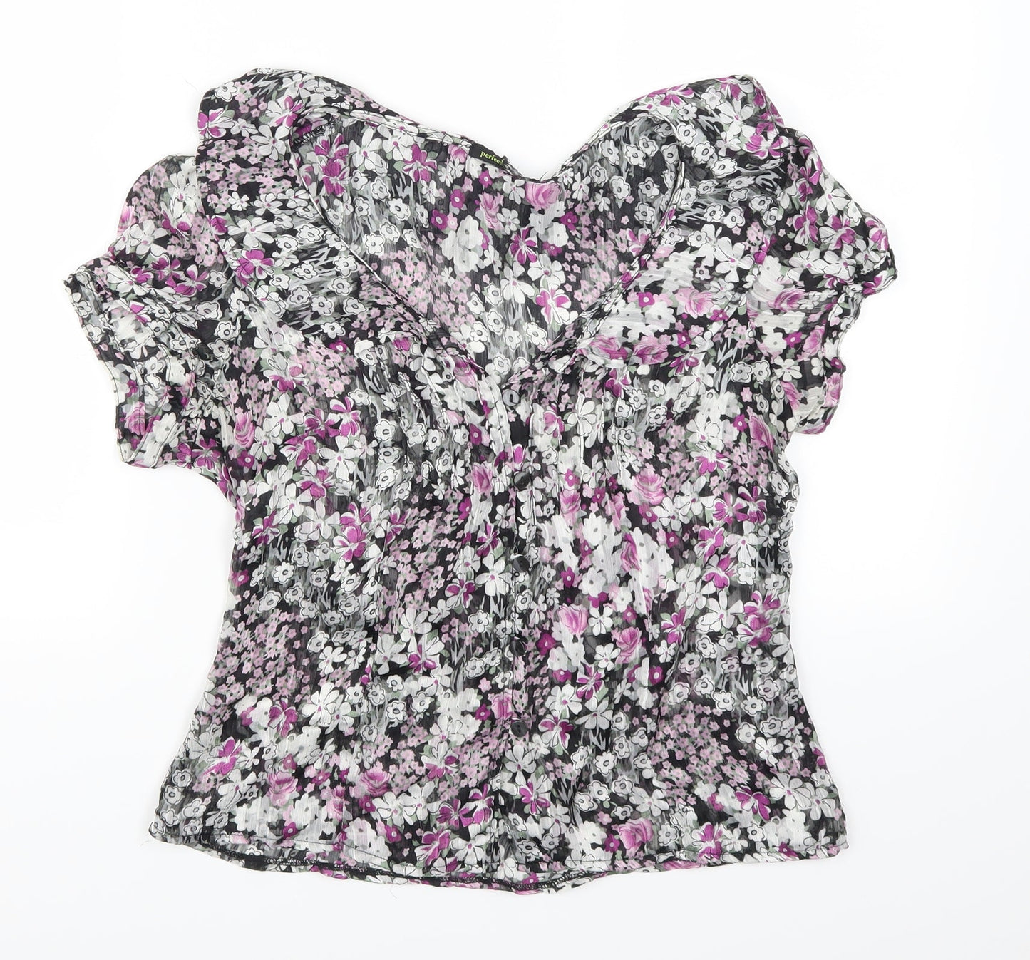 George Womens Purple Floral  Basic Button-Up Size 10