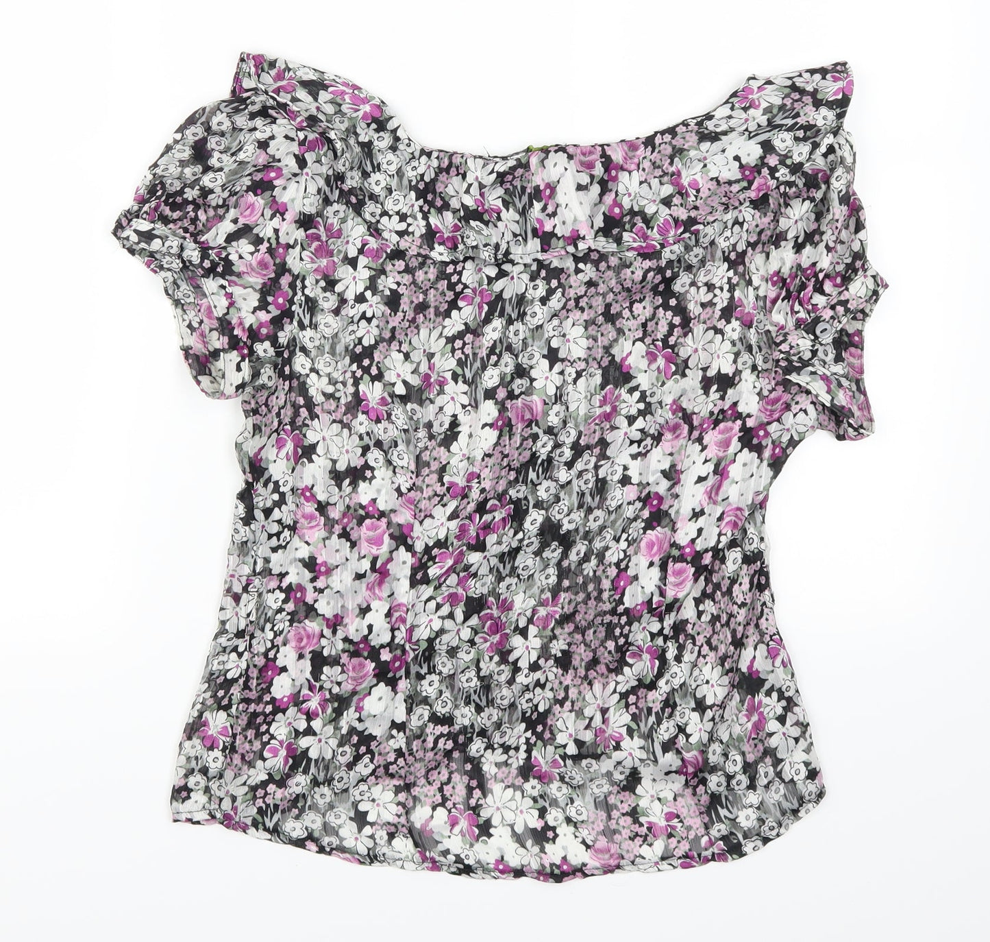 George Womens Purple Floral  Basic Button-Up Size 10