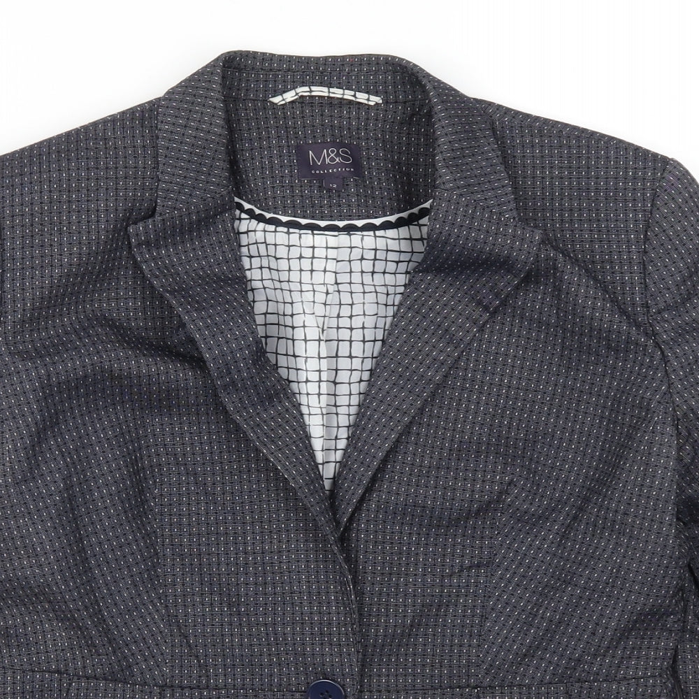 Marks and Spencer Womens Blue Polka Dot  Jacket Suit Jacket Size 12