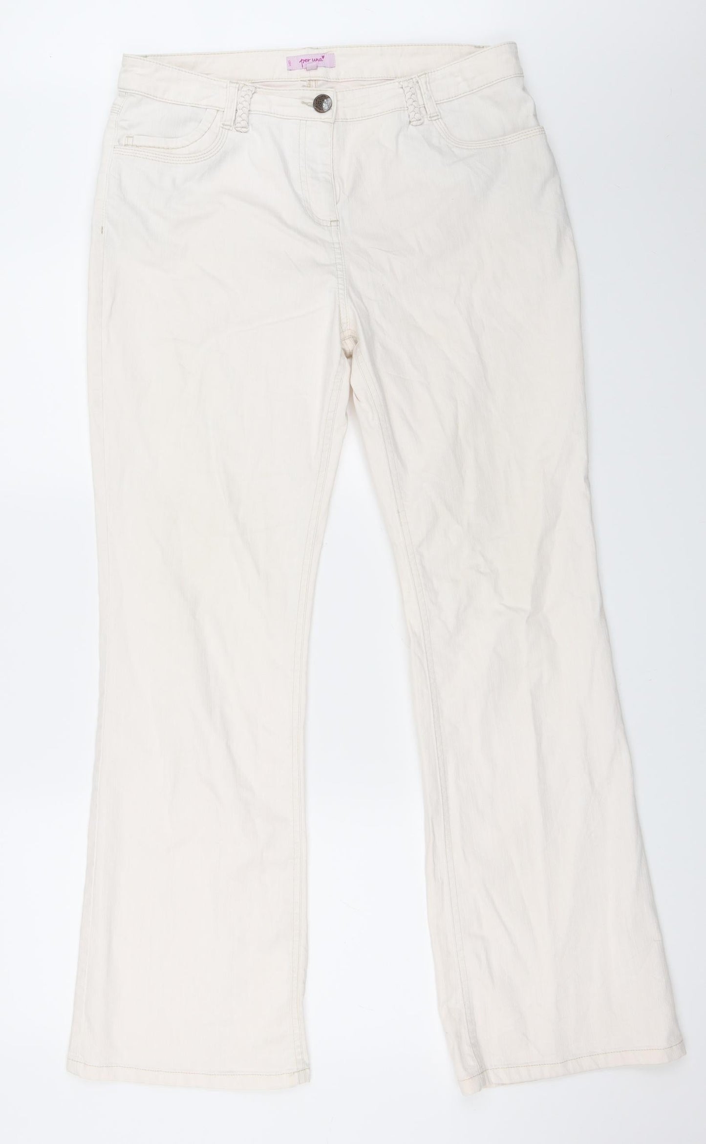 Preworn Womens Ivory  Denim Straight Jeans Size 10 L28 in