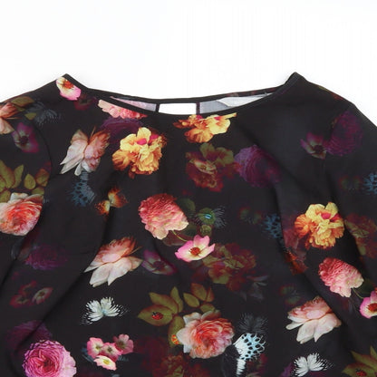 Preloved Red Herring Womens Black Floral  Basic Blouse Size 10 - Detail