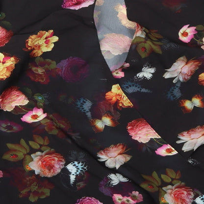 Preloved Red Herring Womens Black Floral  Basic Blouse Size 10 - Label