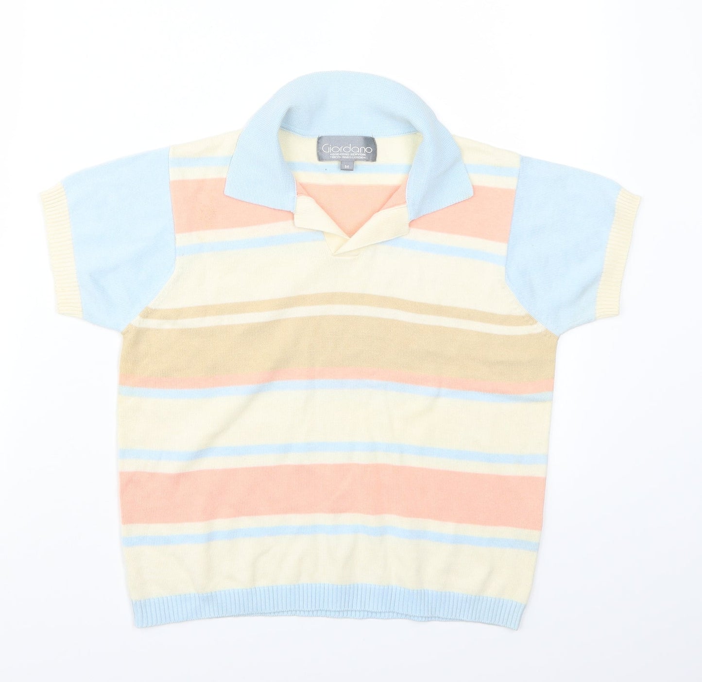 Giordana Womens Yellow Striped  Basic T-Shirt Size M