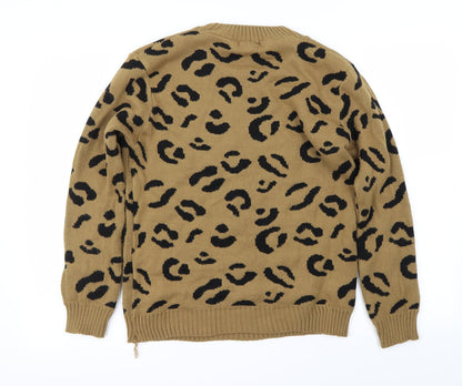 Preloved Boohoo Womens Brown Animal Print  Pullover Jumper Size M - Back