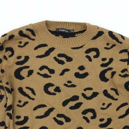 Preloved Boohoo Womens Brown Animal Print  Pullover Jumper Size M - Detail