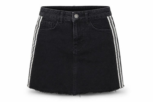 Denim & Co. Womens Black Striped Denim A-Line Skirt Size 4