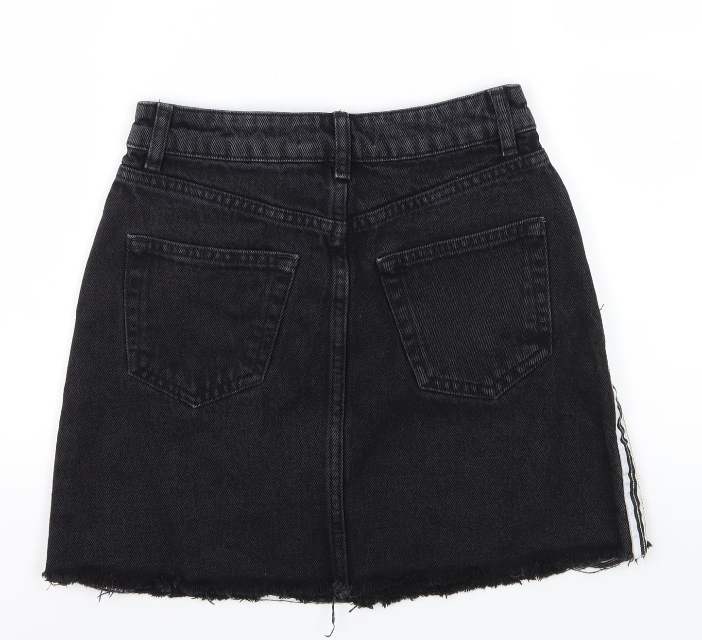 Denim & Co. Womens Black Striped Denim A-Line Skirt Size 4