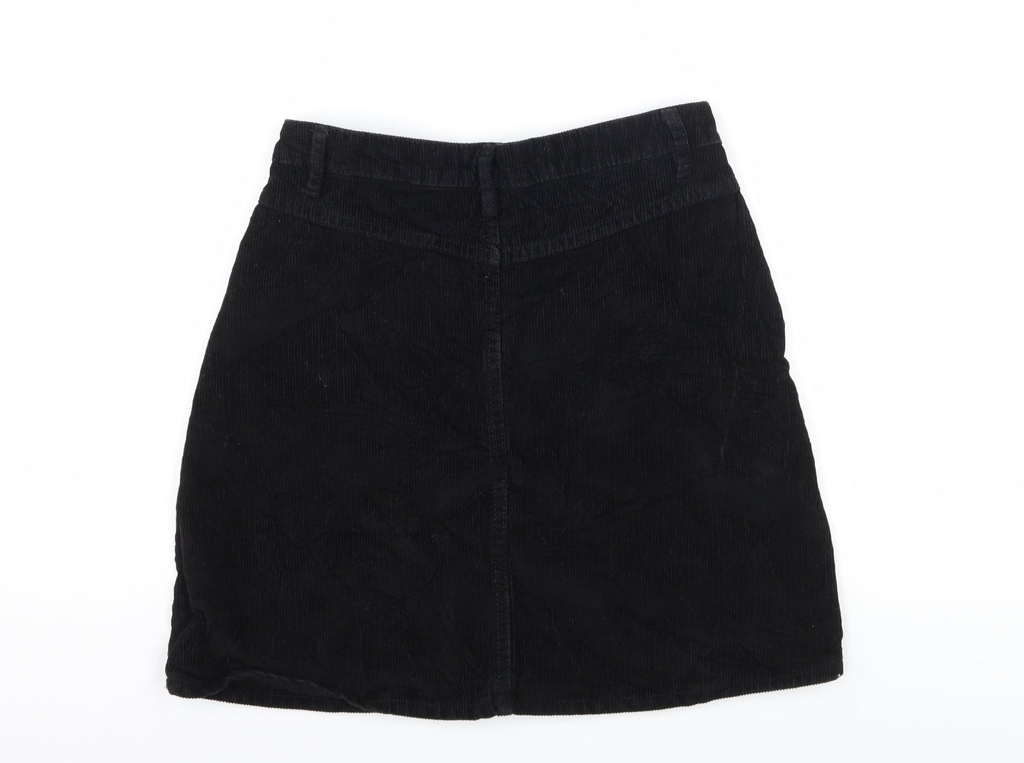 Denim & Co. Womens Black  Corduroy A-Line Skirt Size 6