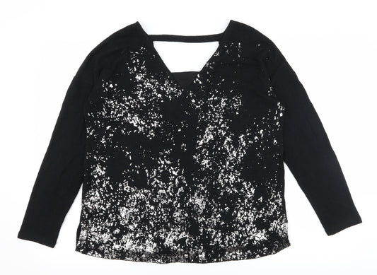 NEXT Womens Black Geometric Knit Pullover Jumper Size 14