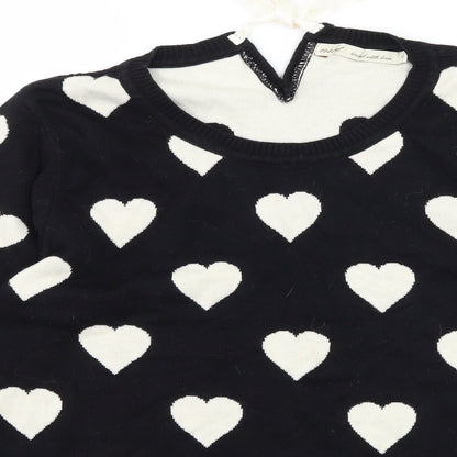Next Womens Black Geometric Knit Pullover Jumper Size 10