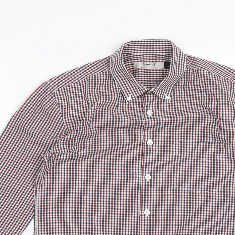 Topman Mens Red Check   Button-Up Size XS