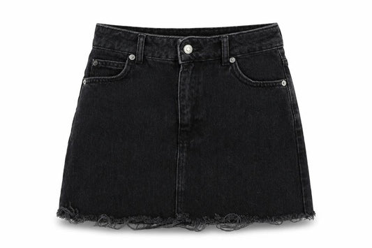 Topshop Womens Black  Denim A-Line Skirt Size 8