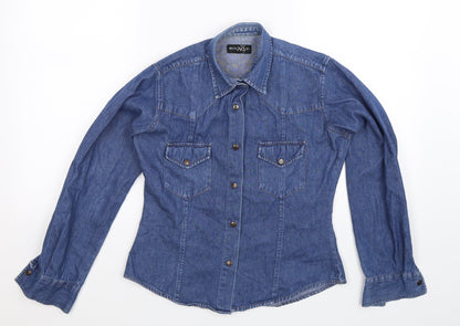 Preloved Miss Mix Womens Blue  Denim Basic Button-Up Size S - Front