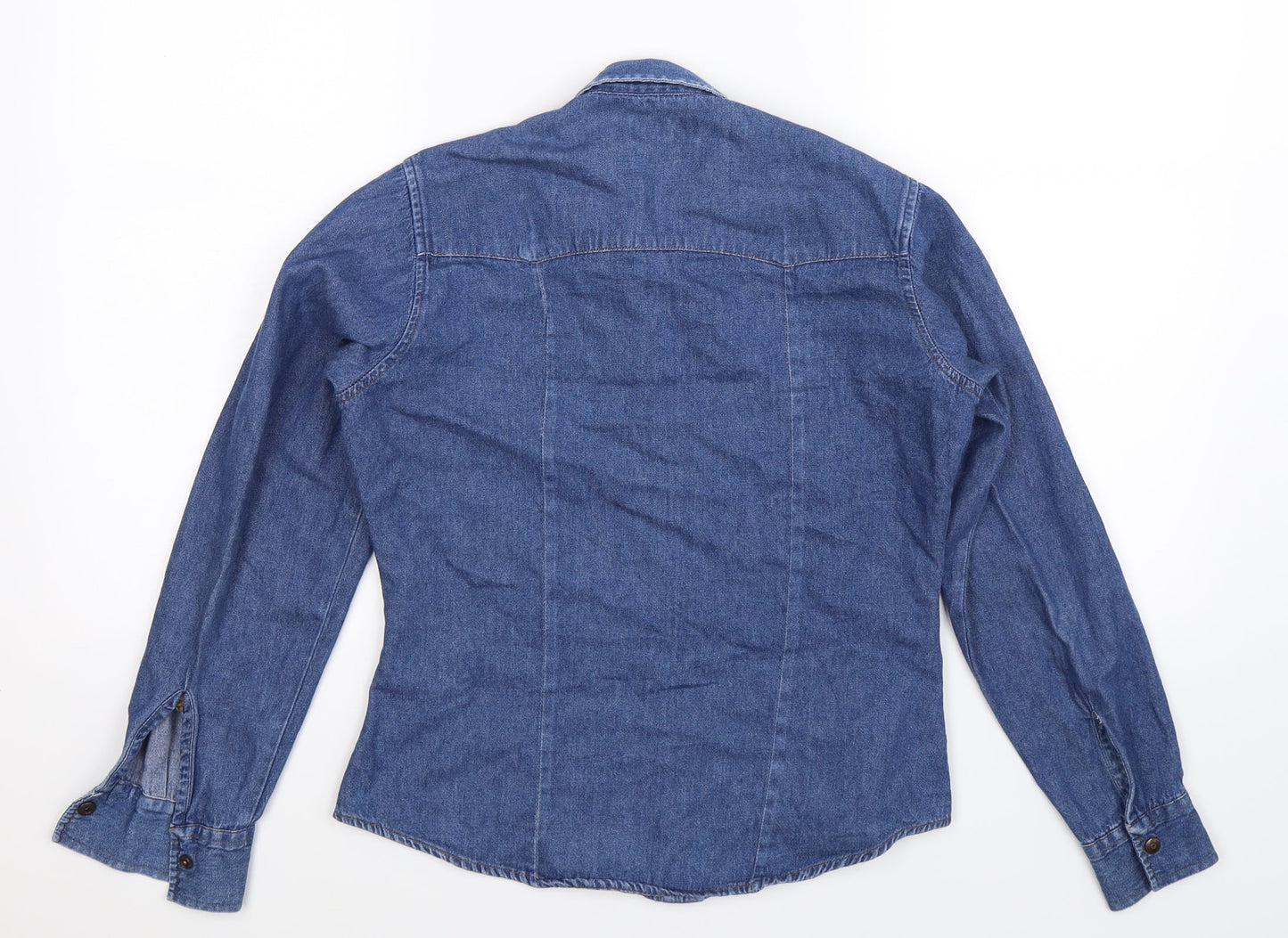 Miss Mix Womens Blue  Denim Basic Button-Up Size S