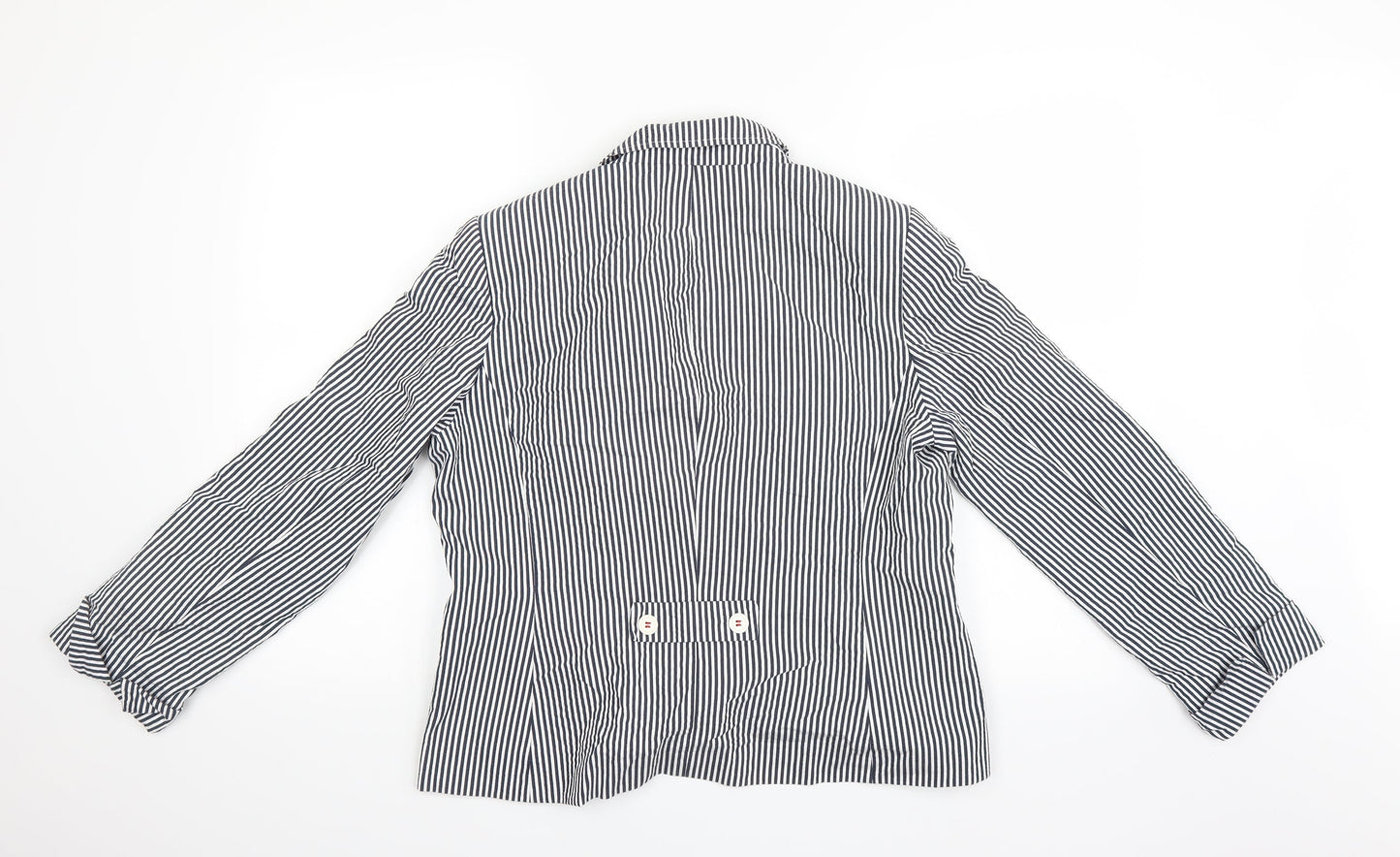 Coercion Womens White Striped  Overcoat Jacket Size 18