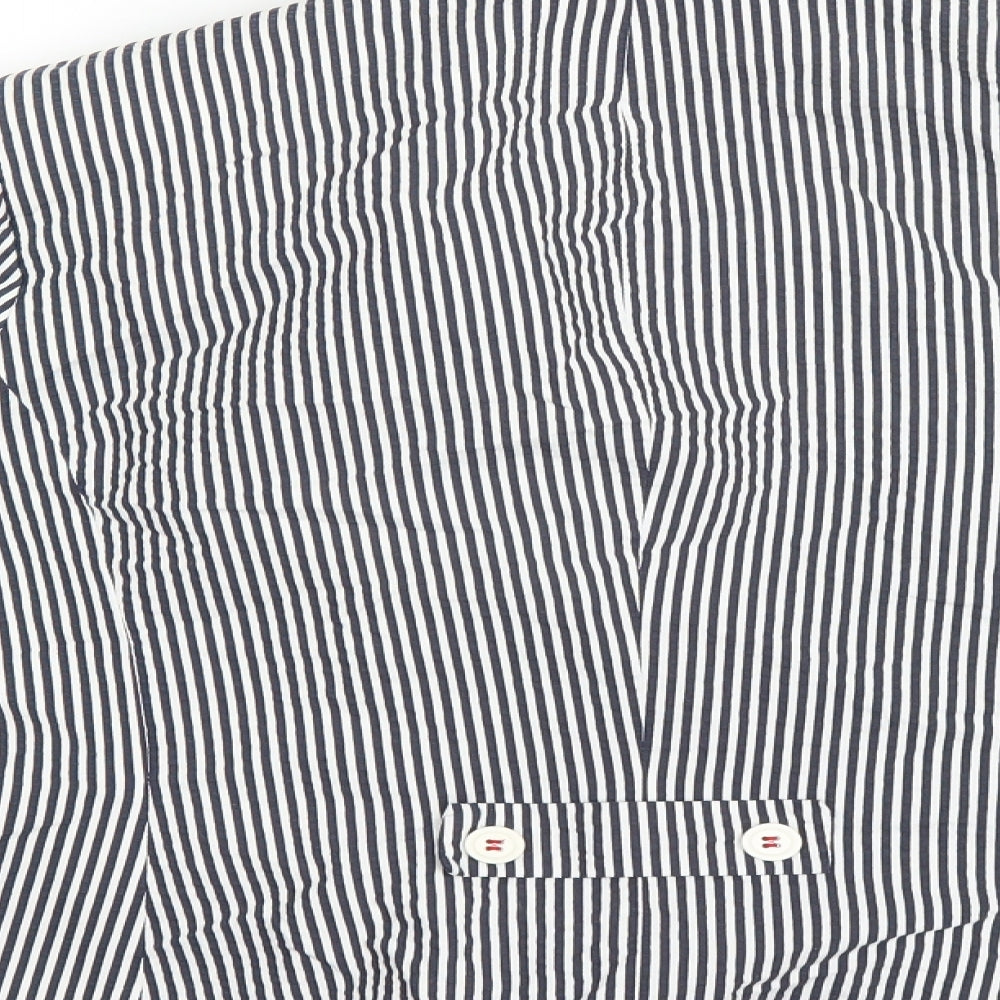 Coercion Womens White Striped  Overcoat Jacket Size 18
