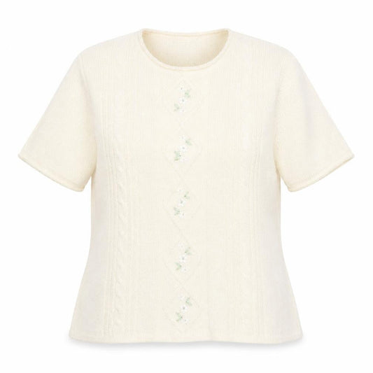 Preworn Womens Beige Floral  Jersey T-Shirt Size 16