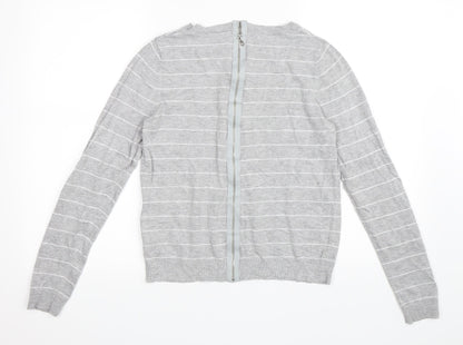 Preloved Warehouse Womens Grey Striped  Pullover Jumper Size 12 - Back