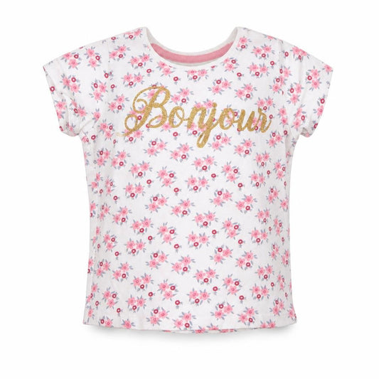 Primark Girls White Floral  Basic T-Shirt Size 2-3 Years