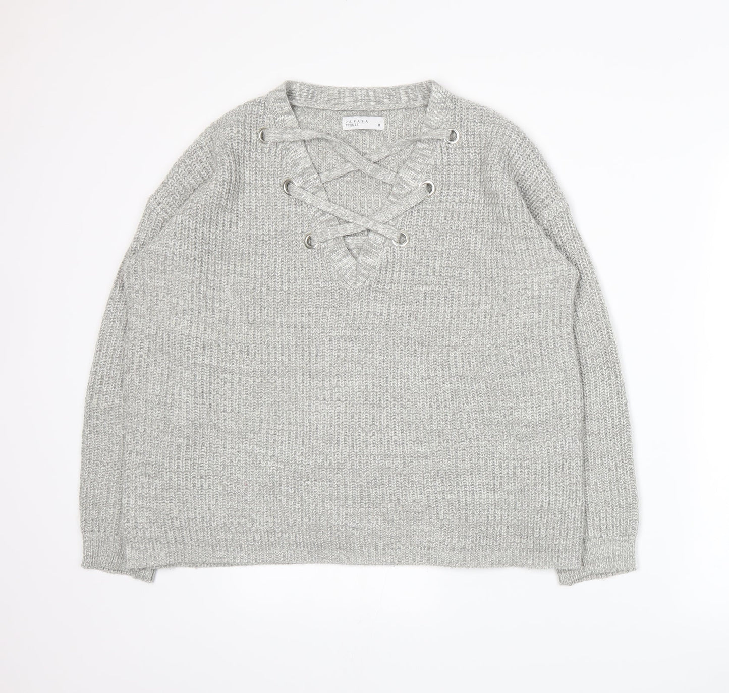 Papaya Womens Grey  Knit Pullover Jumper Size M