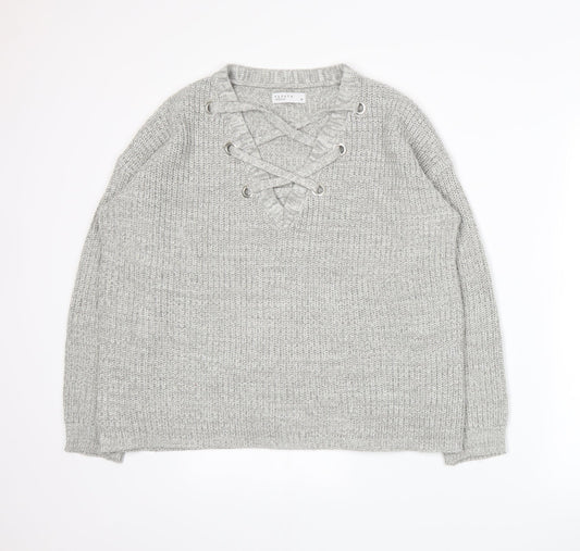 Papaya Womens Grey  Knit Pullover Jumper Size M