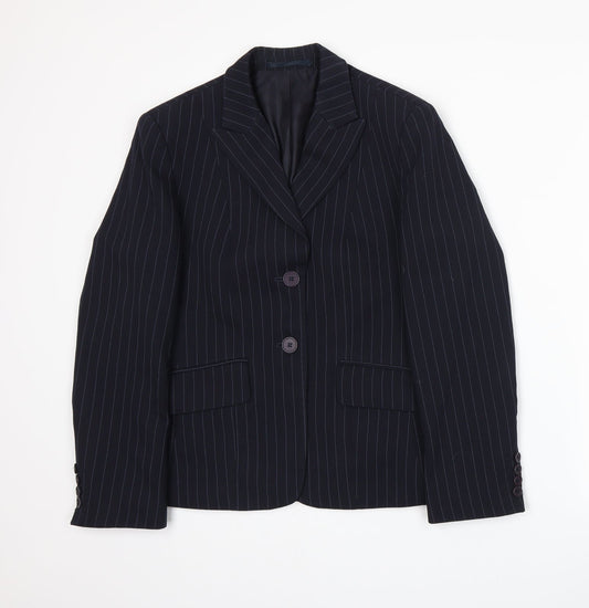 Preworn Womens Blue   Jacket Suit Jacket Size 10