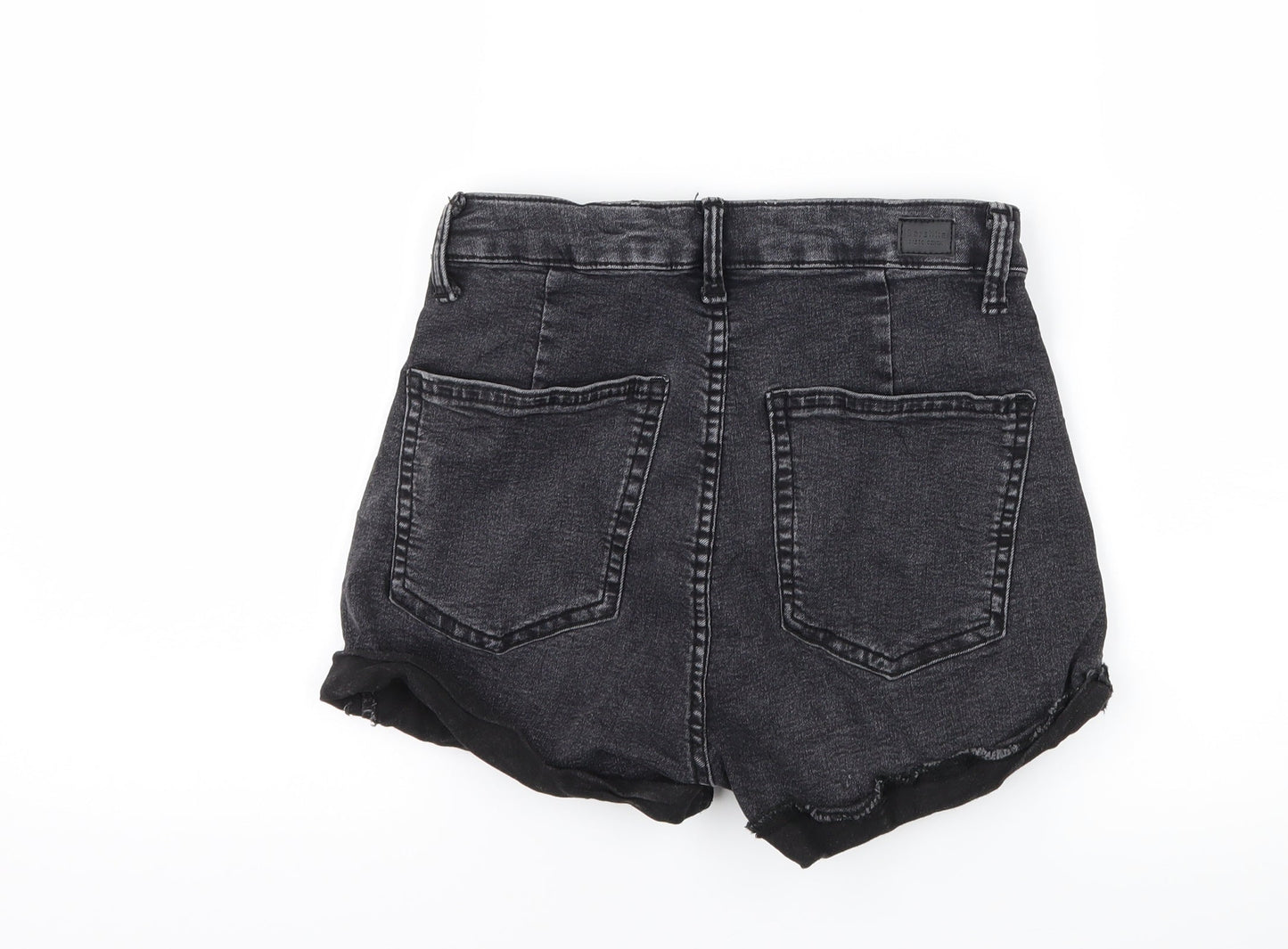 Bershka Womens Black  Denim Hot Pants Shorts Size 8