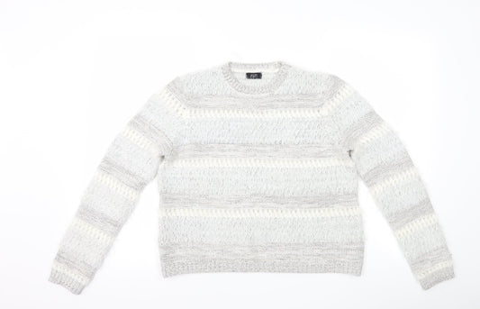 F&F Womens Grey Striped  Pullover Jumper Size 12