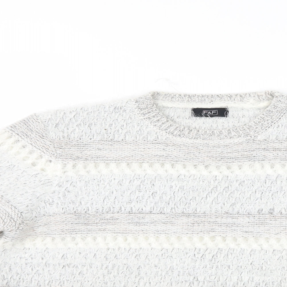 F&F Womens Grey Striped  Pullover Jumper Size 12