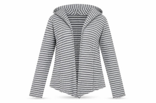 H&M Womens Grey Striped  Jacket Coatigan Size S