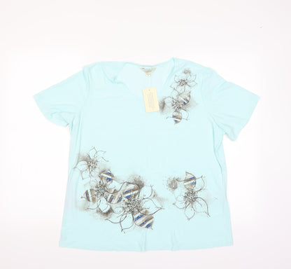 Classics Womens Blue   Basic Blouse Size 16  - floral detail