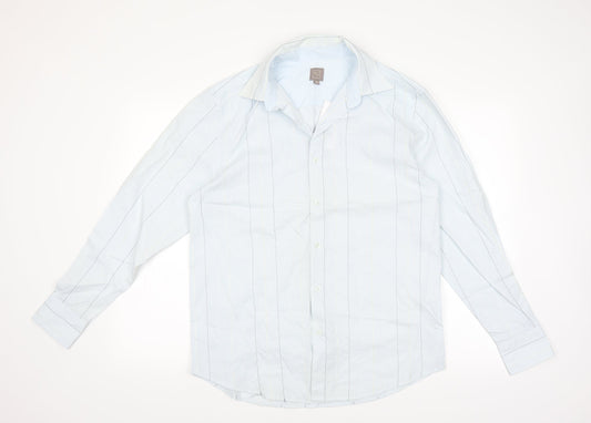 Sainsburys Mens Blue Striped   Dress Shirt Size M