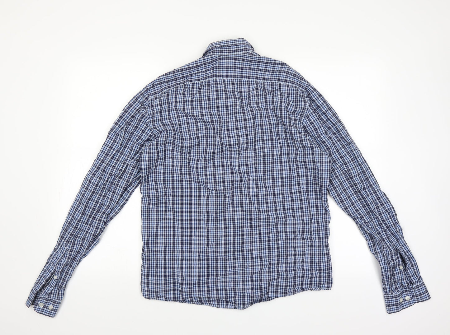 H&M Mens Blue Check   Button-Up Size M