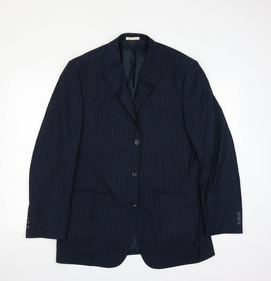 Greenwoods Mens Blue Striped  Jacket Suit Jacket Size 40
