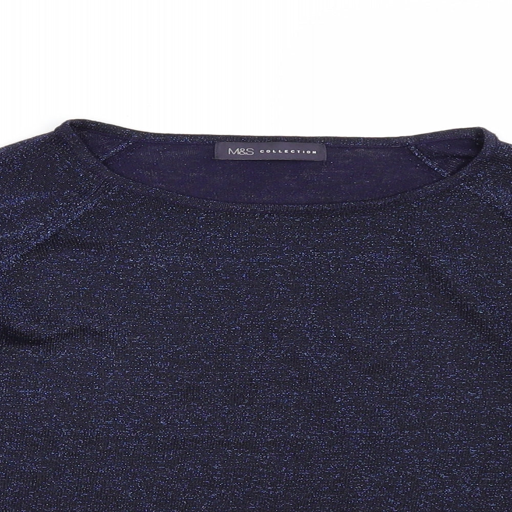 Marks and Spencer Womens Blue   Pullover Jumper Size 8  - Cold shoulder