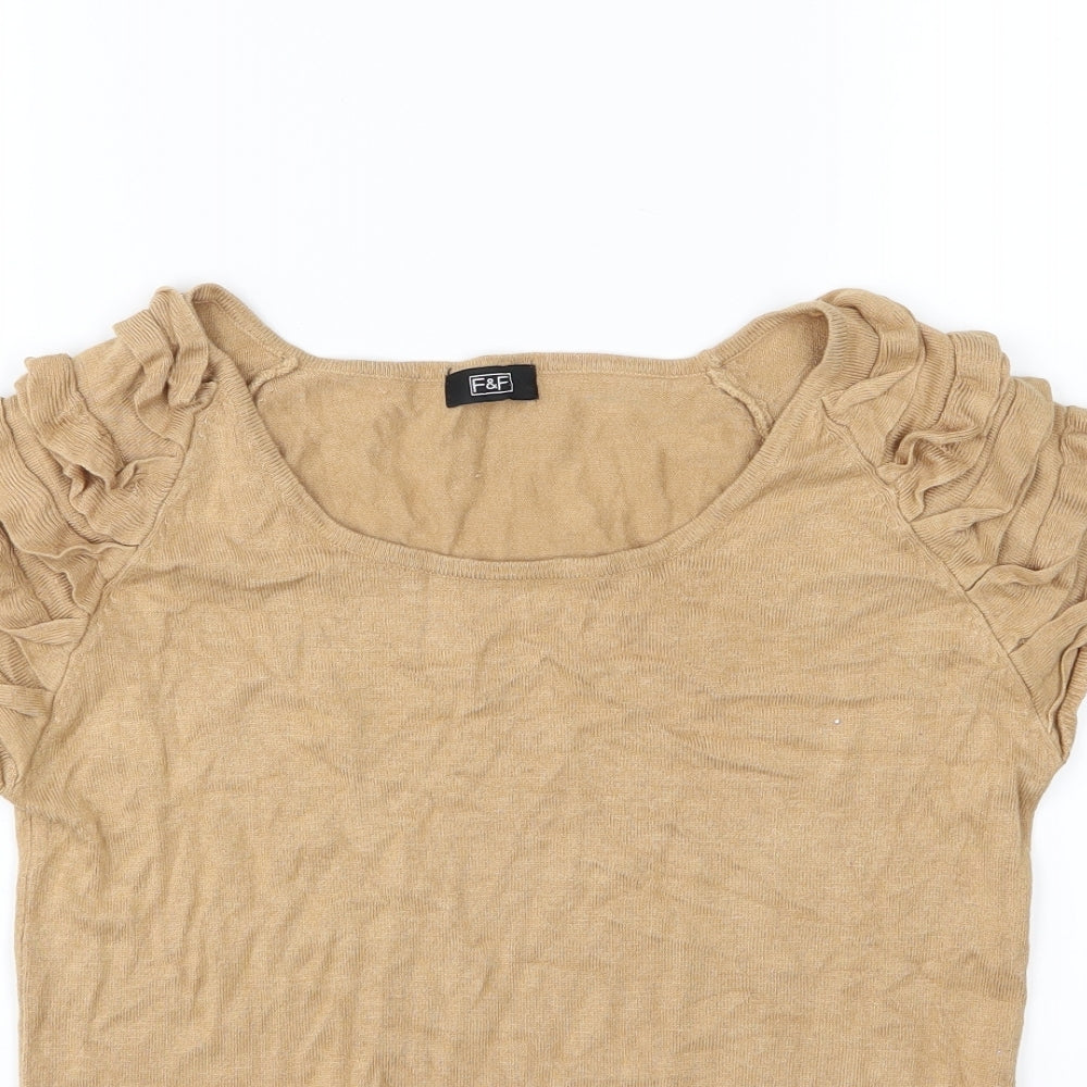 F&F Womens Brown  Knit Pullover Jumper Size 14