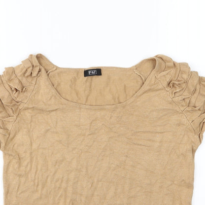 F&F Womens Brown  Knit Pullover Jumper Size 14