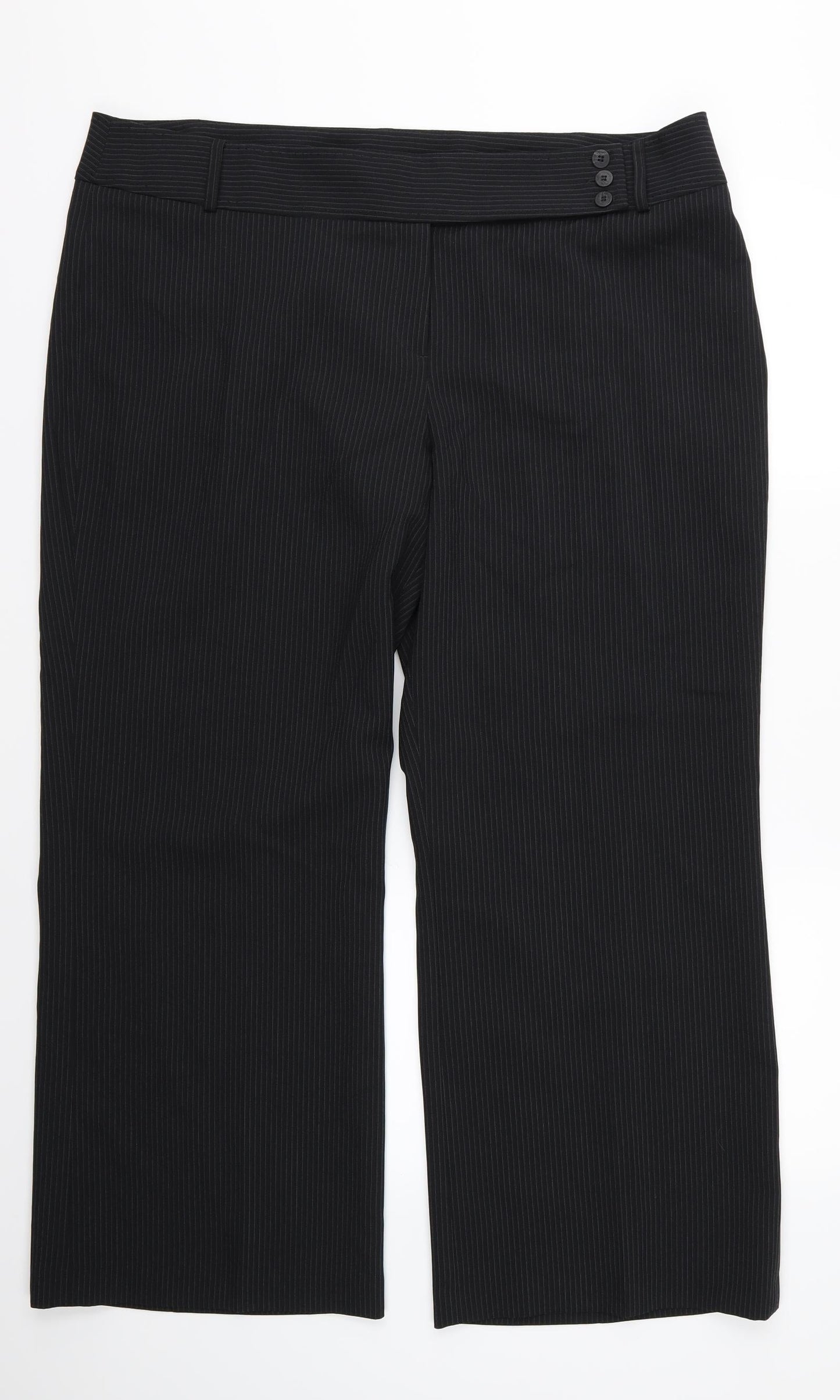 F&F Womens Black Striped Rayon Trousers  Size 20 L30 in - Short leg
