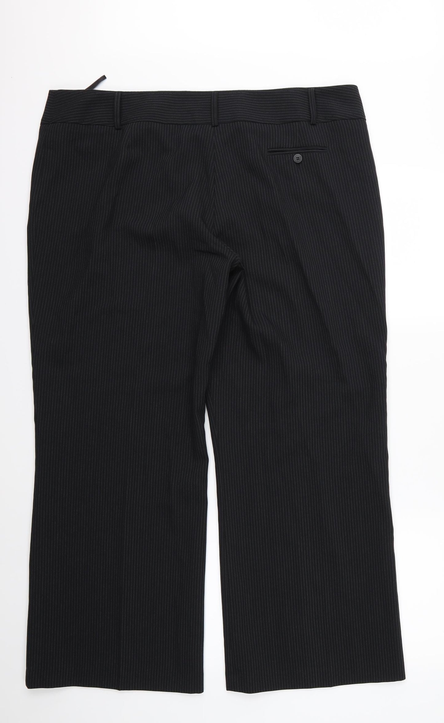 F&F Womens Black Striped Rayon Trousers  Size 20 L30 in - Short leg
