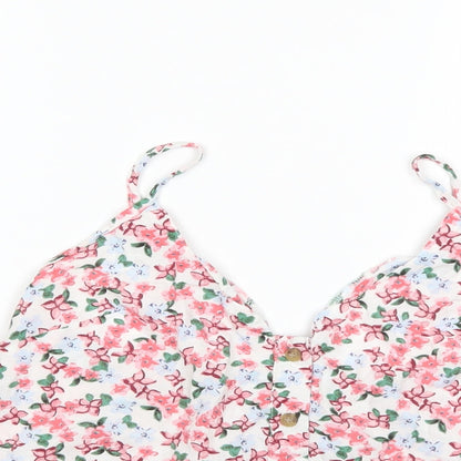 Pins & Needles Womens Pink Floral  Basic Tank Size S