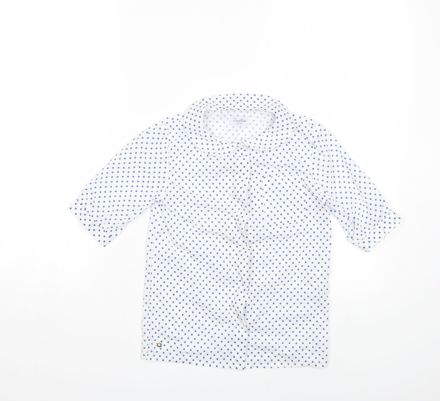 Over kids Girls White Polka Dot  Basic Blouse Size 6 Years