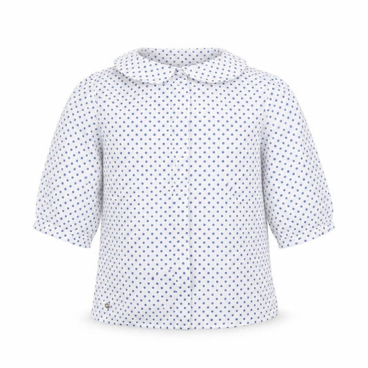 Over kids Girls White Polka Dot  Basic Blouse Size 6 Years