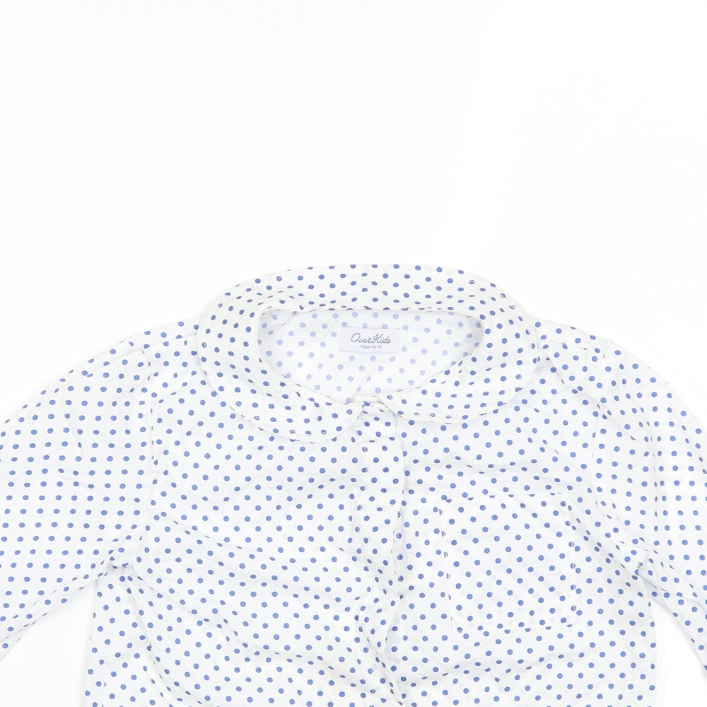 Over kids Girls White Polka Dot  Basic Blouse Size 6 Years