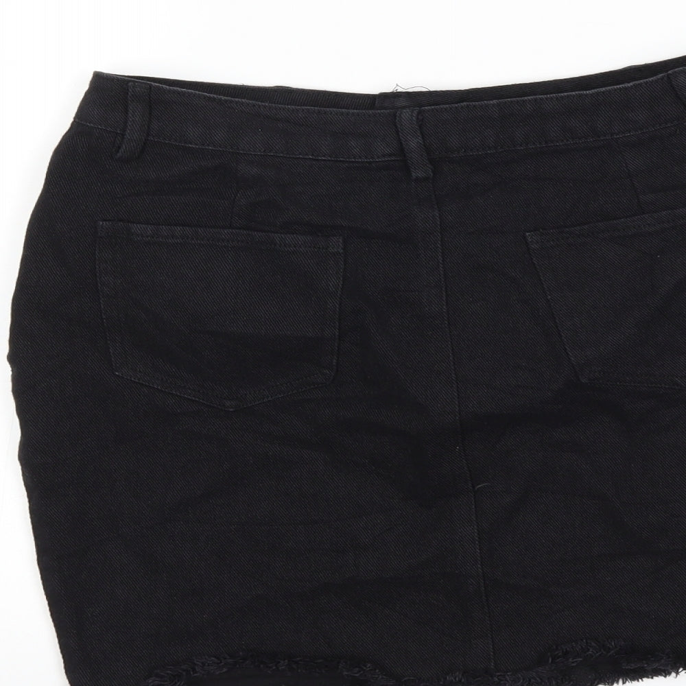daphnea Womens Black  Denim Mini Skirt Size M