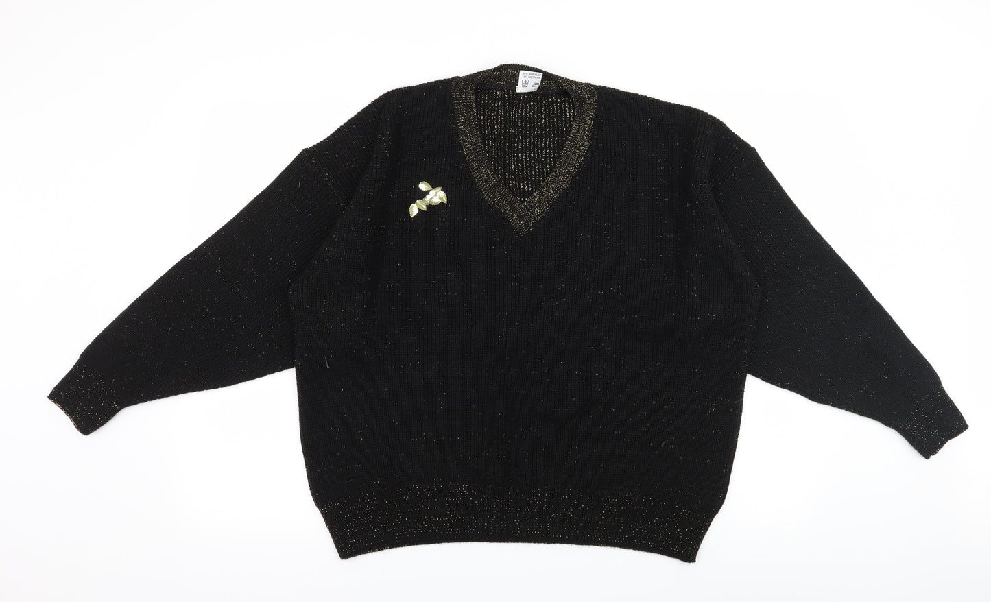 Preworn Womens Black  Knit Pullover Jumper Size 20