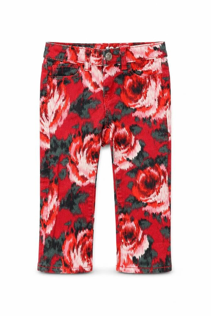 GA Girls Red Floral Denim Capri Jeans Size 18-24 Months